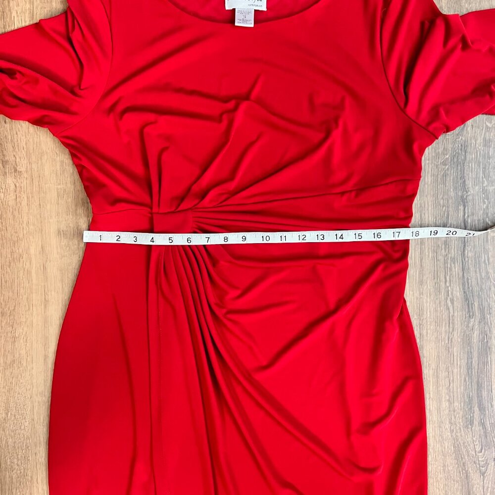 North Style Red Rouched Cinch Waist Dress Sz 16 - Picture 6 of 9